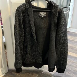 Brooklyn Xpress Charcoal and Black Zip-Up Hoodie